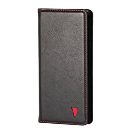 Black Leather (with Red Stitching) Stand Case for iPhone XR