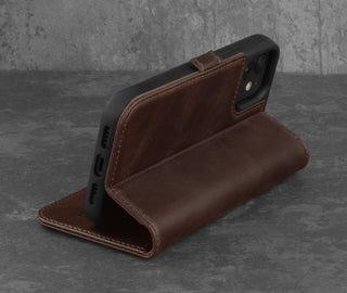 Stand function of the Dark Brown Leather Stand Case for iPhone 12 Pro