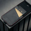 Card holder inside the Black with Red Stitching Leather Flip Case for iPhone 17 Pro Max
