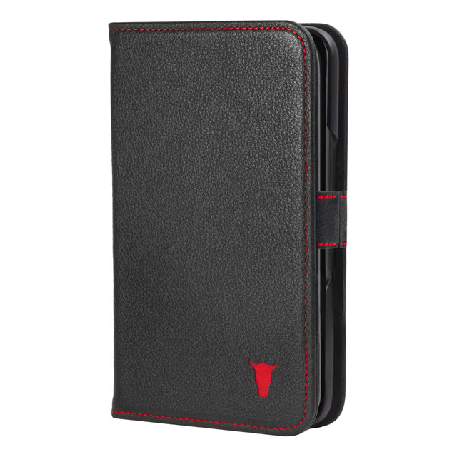 Black with Red Detail Leather Case for Google Pixel 10 Pro Fold