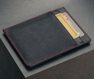 Back of the Black with Red Detail Leather Credit Card Holder with 2 card slots