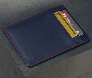Back of the Navy Blue Leather Credit Card Holder