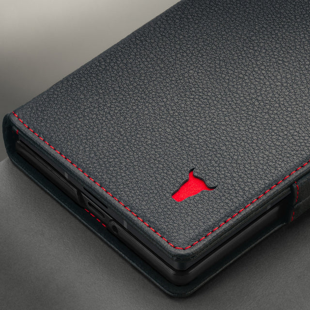 Premium Black with Red Stitching Leather Case for Samsung Galaxy Z Fold8