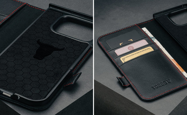 Funda de Cuero para Google Pixel 9 Pro Fold Feature Focus