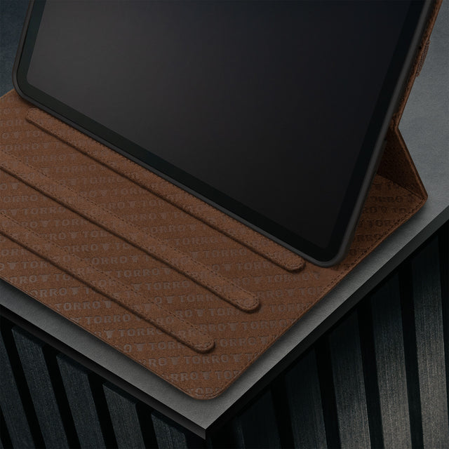 Multiple viewing angles of the Dark Brown Leather Case for Apple iPad (10th Generation)