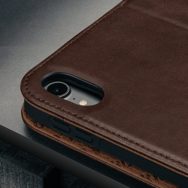 Slim profile of the Dark Brown Leather Case for Apple iPad (10th Generation)