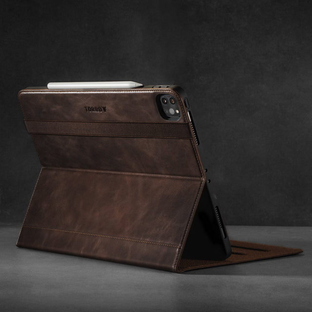 Integrated stand function in the Dark Brown Leather Case for iPad Pro 12.9-inch