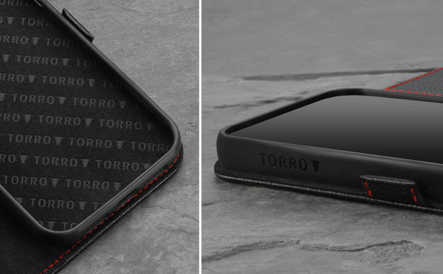 Funda de Cuero para iPhone 12/12 Pro (con función atril) Feature Focus