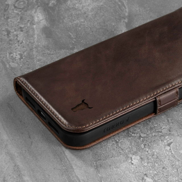 Dark Brown Leather Phone Case for iPhone 13 Pro Max