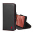 Black with Red Detail Leather Wallet Case for iPhone 15 Plus