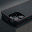 Camera cutout on the Black with Red Stitching Leather Flip Case for iPhone 16 Pro Max