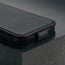 Magnetic clasp on the Black with Red Stitching Leather Flip Case for iPhone 16 Pro Max