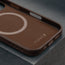 Microfibre lining in the Dark Brown Leather Slimline Bumper Case for iPhone 16 Pro Max