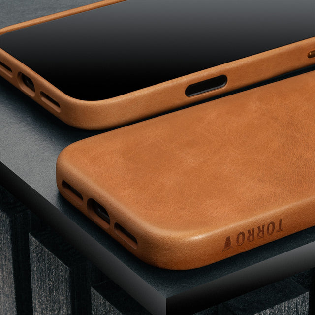 Slimline Light Brown / Tan Leather Bumper Case for iPhone 17 Pro
