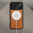 MagSafe charger attached to the Nubuck Blue Detachable Case for iPhone 17 Pro Max