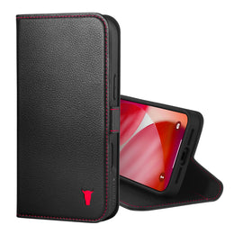 Black Leather Case (with Red Stitching) for iPhone 17 Pro Max