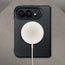 MagSafe charger attached to the Black with Red detail Slim Leather Folio for iPhone Ultra