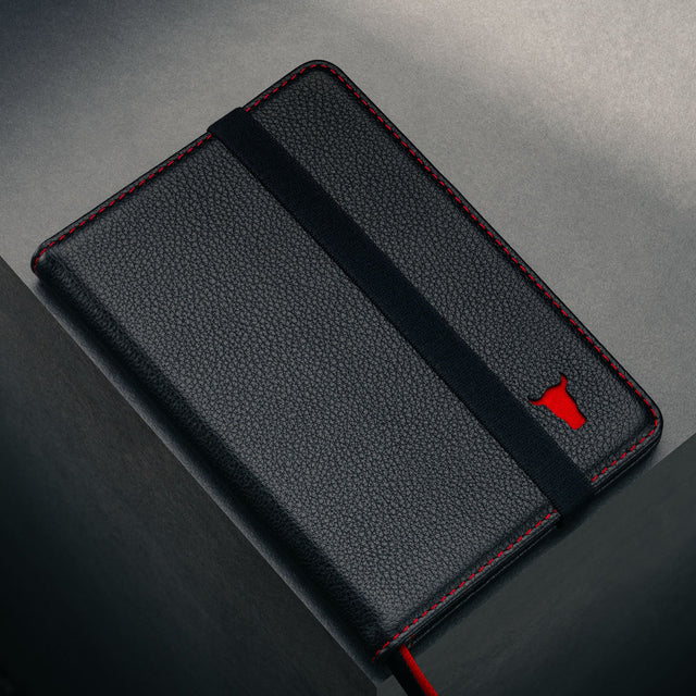 Front of the Black Leather (with Red Stitching) Passport Holder