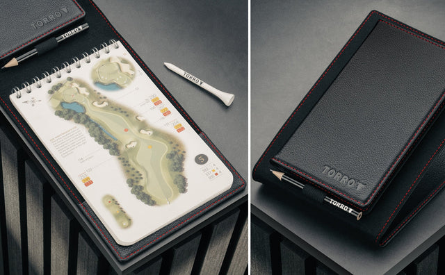 Funda de Cuero para Tarjeta de Puntuación y Libro de Distancias de Golf (edición PRO) Feature Focus