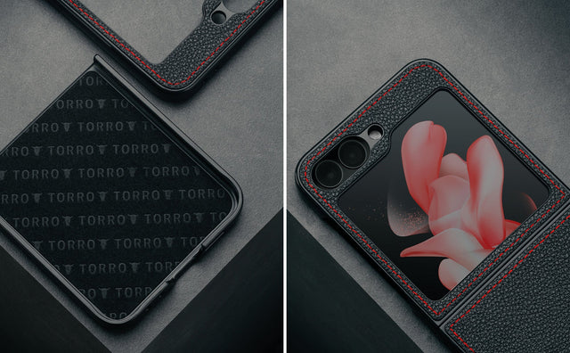 Funda de Cuero para Galaxy Z Flip6 / Z Flip7 FE Feature Focus