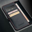 Card slots inside the Black with Red Detail Leather Case for Galaxy S25+