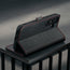 Stand feature of the Black with Red Detail Leather Stand Case for Galaxy S26
