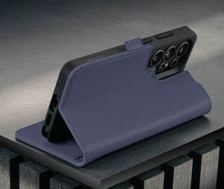 Stand function of the Violet Leather Stand Case for Galaxy S26 Ultra