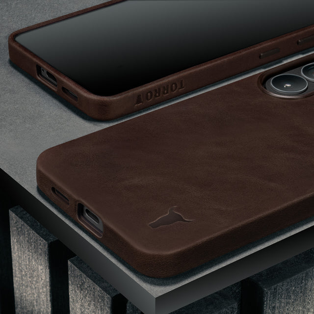 Dark Brown Leather Bumper Case for Galaxy S26+