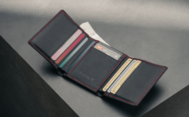 Billetera Tríptico de Cuero (con Protección RFID) Feature Focus