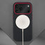 Wireless charager connected to the Black with Red Detail Woven Fabric Bumper Case for iPhone 17 Pro Max
