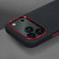 Metallic camera lip on the Black with Red Detail Woven Texture Bumper Case for iPhone 17 Pro